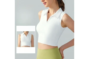 Private Label Double Layers Built In Yoga Tops Breathable V Collars Vests Quick Dry Girls Workout Gym Shirts Pilates Wear