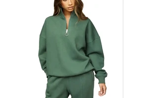 Custom New Fashion Women's Half Zipper Yoga Jacket Sports Top Casual Long Sleeve Stand Collar Sweatshirt Pullover Hoodie