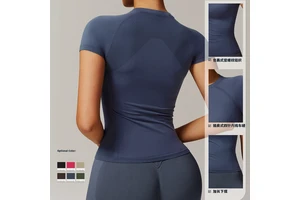 High Quality Women's Neck Short Sleeved Gym T-Shirt Breathable Seamless Sportswear Lightweight Yoga T-Shirt Wholesale Slim