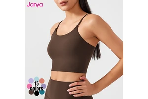 Janya Women's Sleeveless Gym Fitness Sports Tops Breathable Slim Straps Workout Vest Crew Neck Printed Yoga Tank Top Spandex