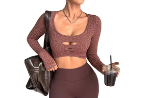Cross-Border New Women's High Waist Slimming Long Sleeve Yoga Clothing Spandex/Nylon Four-Way Stretch Quick-Drying Eco-Friendly