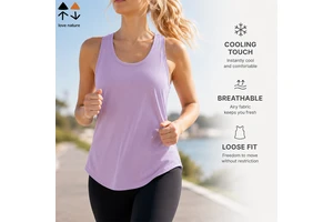 Women's Open Back Yoga Tank Top Lightweight Breathable High Stretch Sleeveless Loose Fit Top for Running Pilates Gym Workout