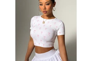 Lanyu Women's Summer Retro Floral Short-Sleeved T-Shirt Crew Neck Slim-Fit Breathable Quick Dry Vintage Style Made Knitted New