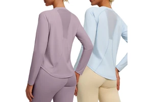Lyocell Solid Color Breathable Cute Professional Four-pin Six-line Spandex/Polyester 220g Quick Dry Nine Quarter Sleeve Top Yoga