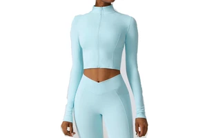 Hot Selling Zip Long Sleeve Sports Jacket Pullover for Women Slim Yoga Ladies Gym Yoga Tops Wear