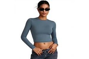LIMVP OEM ODM Women's Fashion Quick Dry Long Sleeve Sports T-Shirt Spandex/Nylon Solid Pattern for Yoga Pilates Running Top