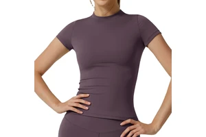Women's Running Yoga Sports Short-Sleeve Quick-Drying Spandex/Nylon Tight Top