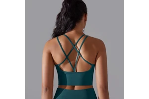 Women's Lightweight Seamless Sports Bra and Yoga Shorts with Custom Logo Cross Back Gym Workout Tank Tops From China