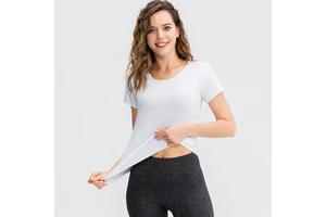 Sport Running Round-Neck Short Sleeve Yoga Women's Cool Fitted T-Shirt Basic Half Sleeve T-Shirt Casual Solid Slim Sports Top