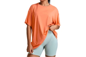 Custom Logo EU US Plus Size Athletic Women's Loose Breathable Copped T-Shirts Fitness Running Yoga Training T-Shirt for Women