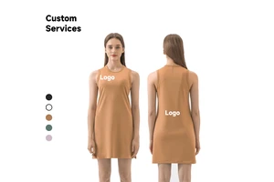 New Summer Casual Loose Yoga Top Elegant Solid Color Sleeveless Dress for Outdoor Sports Breathable Lightweight Natural DSS067