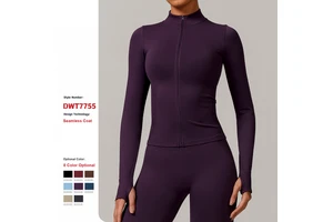 Custom High Quality Stand Collar Tops Long Sleeve Zipper Yoga Wear Women'S Windproof Jackets Gym Sports Fitness Running Jackets