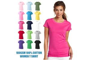 New Arrival Casual Summer Women Basic Plain Solid Crew Neck Tops T-shirts