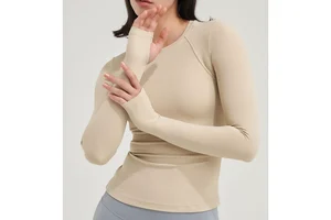 Gym Plus Size Solid Long T-Shirts for Women Four-Way Stretch Anti-Bacterial Quick Dry Spandex Custom Tight Long Sleeves