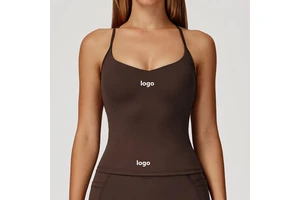 Custom Seamless Workout Tank Yoga Tops Vest Gym Fitness Clothing Sports Wear for Women Double X-line Cross Beauty Back Yoga Vest