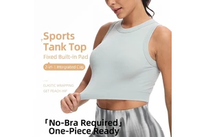 Women's Breathable Eco-Friendly Quick Dry Spandex Nylon Crop Tank Top Custom Applique Design for Yoga Gym Sports Crew Neck