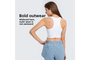 Women's Fashionable Round Neck Yoga Vest High Elastic Sports Fitness Top Nude Tight Chest Pad Breathable Yoga Tank Top
