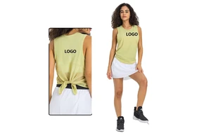 Women Yoga Tank Top T Shirt Sleeveless Loose Fit Quick Dry Breathable Sports Vest Fitness Gym Workout Activewear