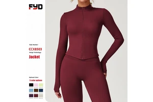 Hot Sale Soft Nylon/Spandex Breathable Workout Top Long Sleeve Zipper Sports Women's Gym Yoga Jackets Quick Dry Custom Logo