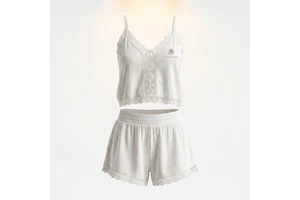 2025 Women Boho Natural Yoga Set All White Lace Trim Tank Top High Waist Flowy Shorts Breathable Cotton Seamless Loose Fit