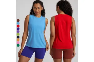 Round Neck High Quality Loose Fit Breathable Spandex Running Athletic Sports Yoga Gym Tank Top Women