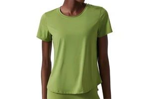 High Quality Women's Short Sleeve Sports Top Quick Dry Loose Breathable Anti-Bacterial Spandex/Nylon Front Deep V Neck Athletic