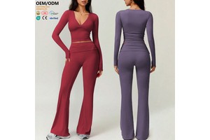 Wholesale Bestsellers Stand Neck Long Sleeve Four-Way Stretch High Quality Sportswear Women Yoga Wear Front Logo