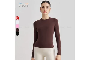 Skin-friendly Quick Dry Soft Slim Fit Yoga Top Fitness Women Crewneck Compression Long Sleeve T-shirt