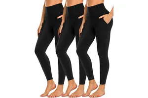 Custom Women's High Waisted Breathable Plus Size Leggings with Pockets Tummy Control Workout Yoga Pants