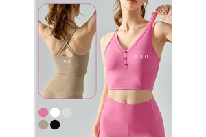 Naked V-neck Breathable Spandex/Nylon Tank Top Sports Vest Underwear for Women's Fitness Outdoor Running Yoga
