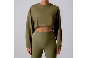 Clothing Manufacturer Casual Cotton Women Loose Fit Long Sleeve Quick Dry Breathable Anti Yoga Top for Yoga Sports & Exercise
