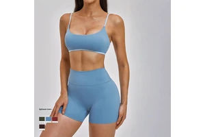 Women Cross Back Yoga Set Shock Absorption Sports Tank Top Suit Breathable Quick Dry Active Wear for Gym Fitness Outdoor Workout