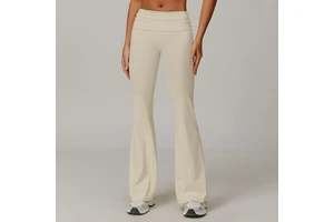Wholesale High Waisted Tall Plus Size Fold Over Butt Lifting Flared Sports Yoga Gym Leggings for Women