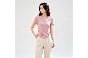 Women Curved Hem Short Sleeve Yoga Top, High Elastic Quick Dry Breathable Plus Size Sports Fitness T Shirt Customized