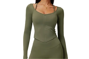 Comfortable Women's Athletic Sports Long-Sleeved Top Quick-Drying Slimming Fitness Jacket with Zipper Breathable for Yoga