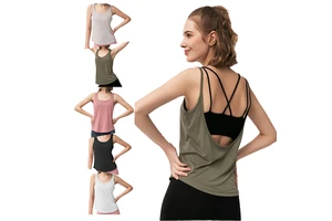 Custom Hollow Back Women's Tank Tops Sexy Breathable Soft High Quality Sport Gym Yoga Pilates Loose Workout Outdoor Tank Tops