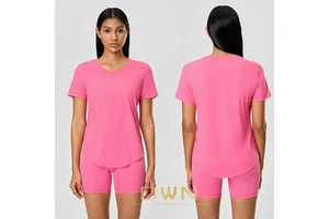 Lightweight Breathable Quick-Drying Yoga Top Versatile Slim Fit Solid Fitness Short Sleeve New Loose Fitting Sports T-Shirts
