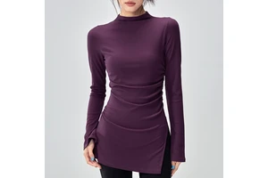 Women's Fashion Pilates Yoga Sports Top Sweat-Wicking Spandex/Nylon Solid Pattern Tight-Fitting Nine-Quarter Sleeve