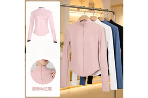 Yoga Top Women Long Sleeve Half Zip Skinny Fit Quick Dry Spandex/Nylon Sport Shirt Running Fitness Workout Wear Pink Black White