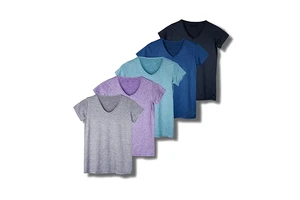 Women's Short Sleeve V-Neck Activewear T-Shirt Dry-Fit Moisture Wicking Perfomance Yoga Top (Available in Plus Size)