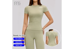 Spring T-shirt Quick-drying Yoga Wear Short-sleeved Cover-up Outdoor Running Sports Short-sleeved Women's Fitness Top