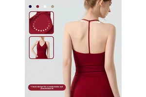 Fashion Hot Sexy Solid Color Tight V-neck Backless Girls Yoga Tops Camisole Fitness Suit for Women