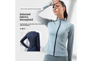 Autumn Winter Sports Yoga Jacket Women Elastic Zipper Outdoor Running Fitness Sweatshirt Sweat-Wicking Spandex/Polyester Top