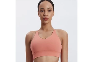 Sleeveless Slim Fit Yoga Top for Women Sleeveless Crop Tops Sweat Wicking Adjustable Padded Double-layered women's sports bra