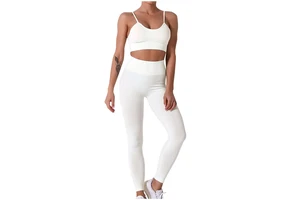 Premium Quality 2 Pieces White Hot Yoga Set Gym Sports Wear Bra High Waist Shorts Workout Set Seamless Custom logo Sports Set