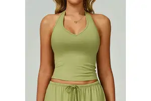 Women's Elegant O-Neck Regular Solid Fitted Ribbed Breathable Eco-Friendly Canvas Tank Top Quick Dry Anti-Pilling OEM