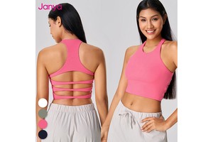 Janya Women's Sexy Cross Racerback Sports Bra Vest with Breathable Fitness Hollow Out Halter Yoga Top Running Yoga Gym Tank Top
