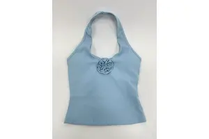 European and American Style Halter Neck Backless Yoga Top, High Elastic Ribbed Slim Fit with Padded Bra