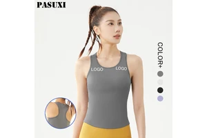 PASUXI Custom Ladies Activewear Workout Breathable Round Neck Sleeveless Tops Sports Yoga Vest Fitness Tank Tops for Women