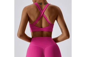 Custom Deportes Sexy Plus Size High Impact Fitness Yoga Workout Gym Tops Sports Bras For Women Criss-Cross Back Padded